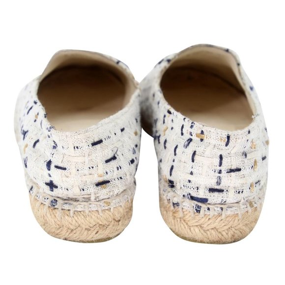Chanel Espadrille 37 Tweed Leather Cap Toe Cc Flats CC-0707N-0008 - Picture 8 of 10